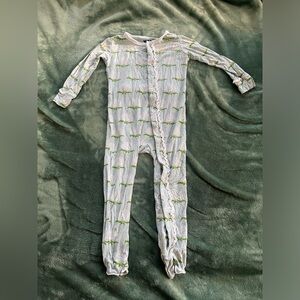 Kickee Pants Green Floral Print Footie